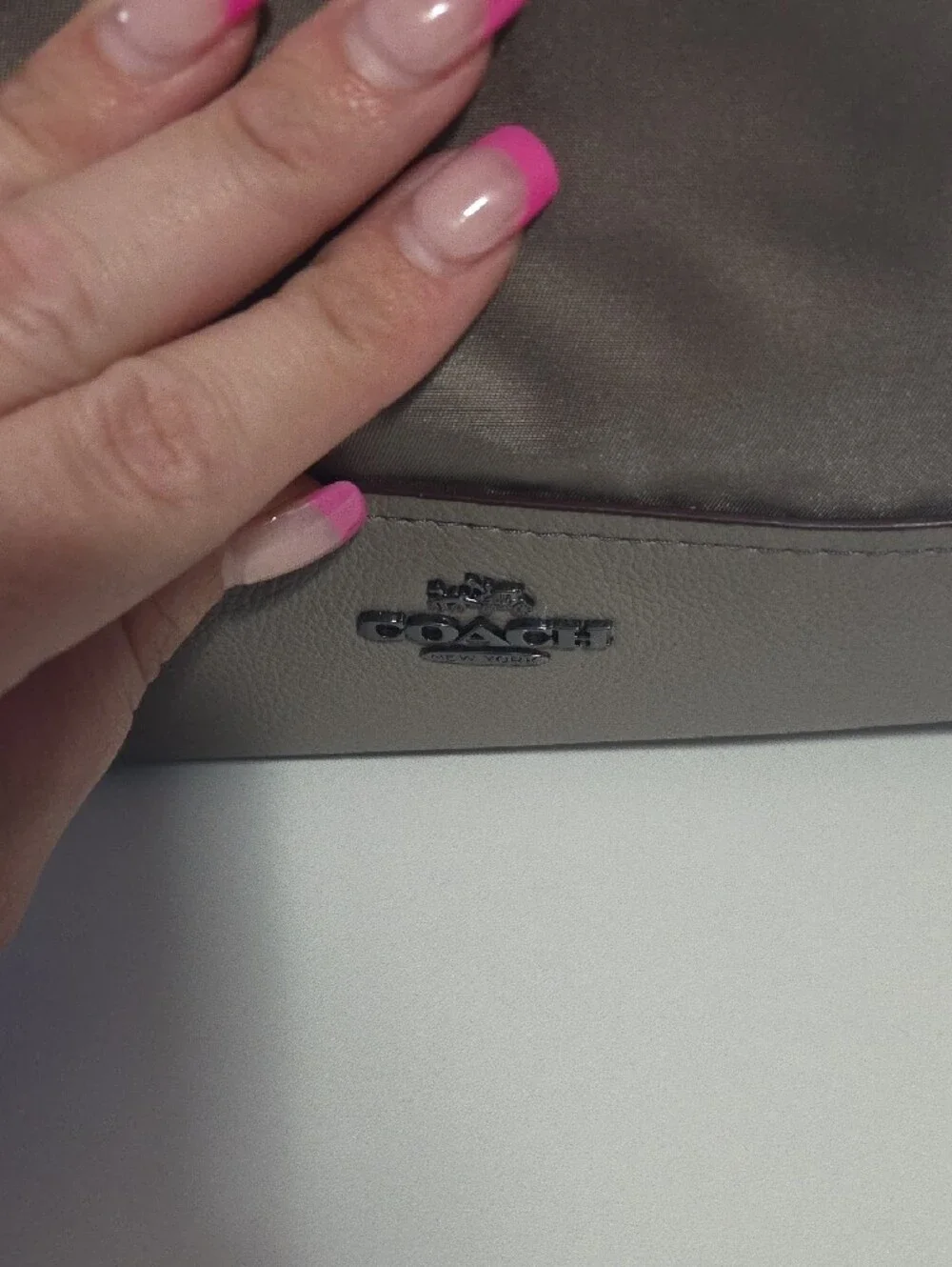 Coach Taupe Nylon Carryall  Tote with Leather Trim